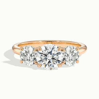 Bague de fiançailles en diamants à trois pierres en moissanite taille ronde de 2,0 ct