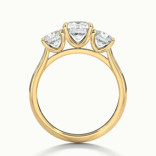 Bague de fiançailles en diamants à trois pierres en moissanite taille ronde de 2,0 ct