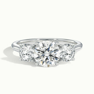 Bague de fiançailles à trois diamants en moissanite à taille ronde de 2,0 ct