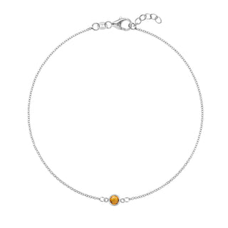 Bracelet pour elle avec pierre de naissance de novembre et diamants en citrine ronde de 0,25 ct