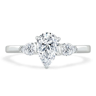 1.0 CT Pear Shaped Moissanite Three Stones Engagement Ring