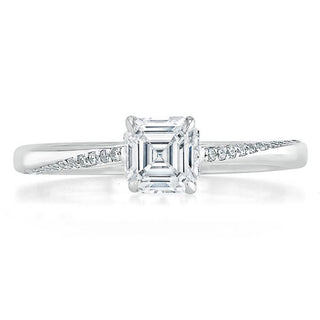 0.75 CT Asscher Cut Solitaire Moissanite Engagement Ring