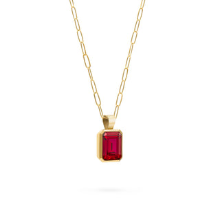 Collier solitaire avec pierre de naissance du mois de juillet et diamant en émeraude et rubis de 4,0 ct