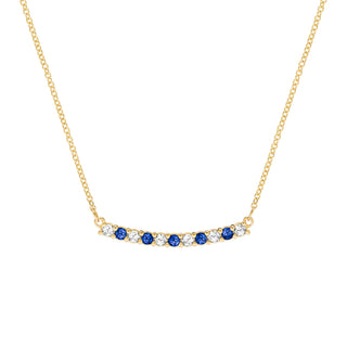 0.90CT Round Sapphire Diamond September Birthstone Necklace for Her