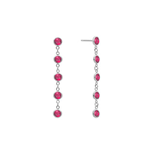 Boucles d'oreilles pendantes avec diamants et rubis ronds de 1,0 ct et pierre de naissance du mois de juillet