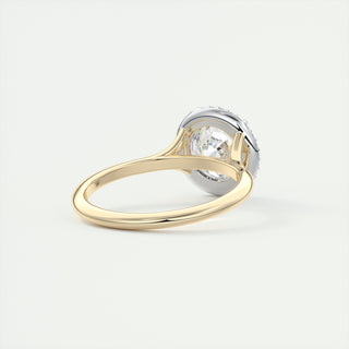 Bague de fiançailles solitaire en diamant et moissanite ronde halo 2 ct pour elle