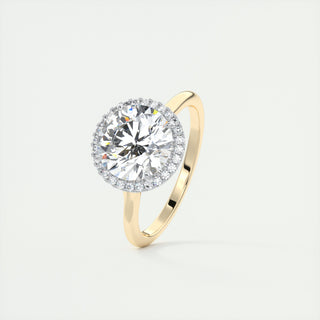 Bague de fiançailles solitaire en diamant et moissanite ronde halo 2 ct pour elle