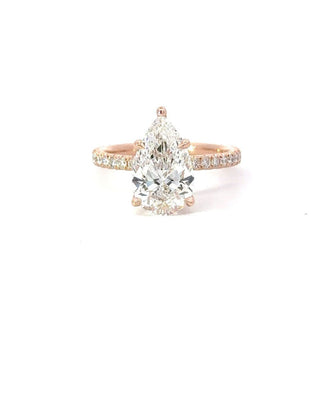 1.50 -3.08 CT Pear CVD Diamond Pave Setting Engagement Ring