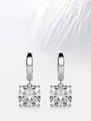 Boucles d'oreilles en diamant solitaire coussin et moissanite pour femmes