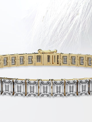 Pulsera de diamantes de moissanita de tenis de talla esmeralda de 10 ct para mujer