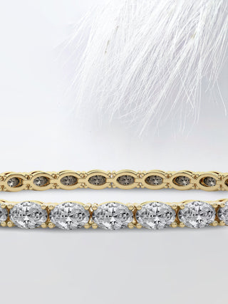 Pulsera de tenis con diamantes de moissanita ovalados de 5,0 ct en oro amarillo de 14 quilates