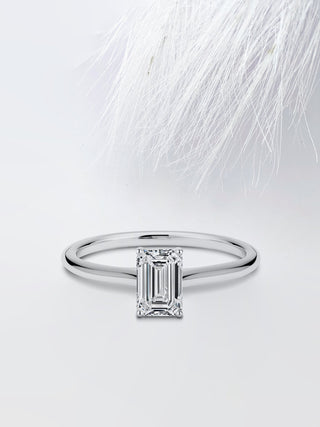 0.75CT Emerald Cut Cathedral Set Moissanite Diamond Engagement Ring With Solitaire Setting