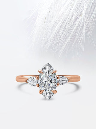 Marquise Cut Moissanite Three Stone Diamond Engagement Ring