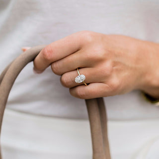 Bague de fiançailles avec solitaire ovale en moissanite de 1,0 à 3,0 ct