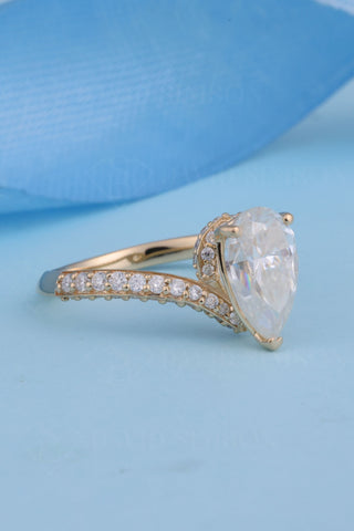 Bague de fiançailles en moissanite taille poire de 2,0 carats de style tension 