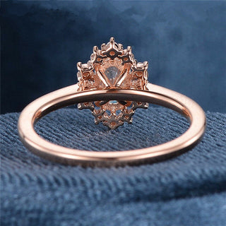 1.0CT Oval Cut Rose Gold Cluster Moissanite  Engagement Ring - ELITE CARAT