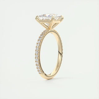 Anillo de compromiso con diamantes princesa de 1,0 a 3,0 ct con engaste pavé