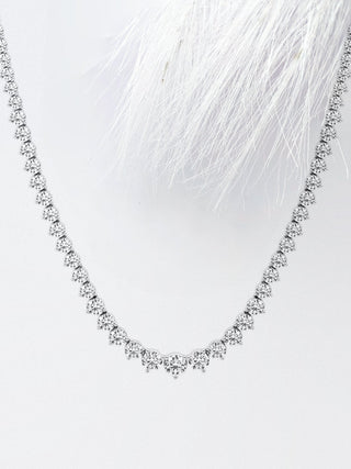 Round Cut Moissanite Diamond Tennis Necklaces for Women