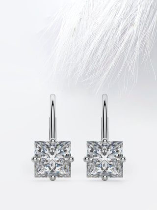 Boucles d'oreilles princesse en diamant solitaire moissanite pour femmes 