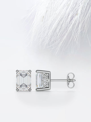 Emerald Cut Moissanite Diamond Studs Earrings for Women