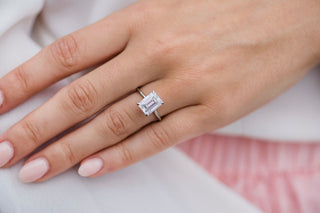 2.60CT Emerald Cut Four Prong Moissanite Diamond Solitaire Engagement Ring