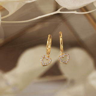 Boucles d'oreilles créoles en diamant en forme de cœur pour femmes 