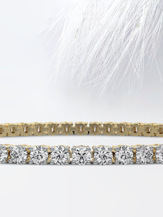 Pulsera de tenis con diamantes de moissanita de talla redonda en oro de 14 k