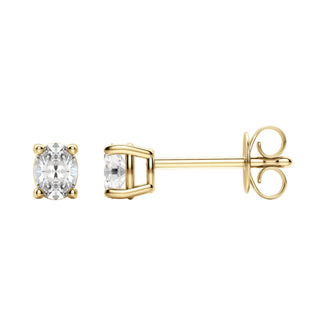 Boucles d'oreilles à tige solitaire en moissanite à taille ovale de 0,50 TCW à 1,0 TCW