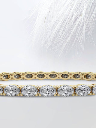 Bracelet de tennis en or 18 carats avec diamants et moissanite taille ovale pour femme