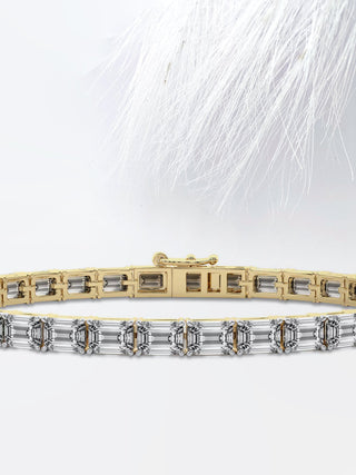 Pulsera de diamantes de tenis de moissanita de talla esmeralda de 7,0 ct para mujer