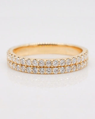 0.60 TCW Round CVD Diamond Double Row Wedding Band