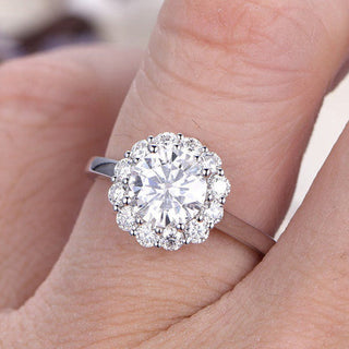 1.20CT Floral Round Brilliant Cut Halo Engagement Ring - ELITE CARAT