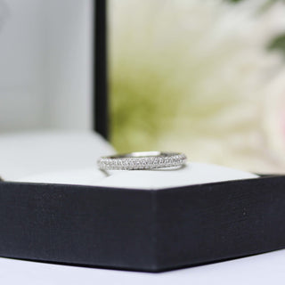 Round Brilliant Cut 3 Side Pave Diamond Wedding Band