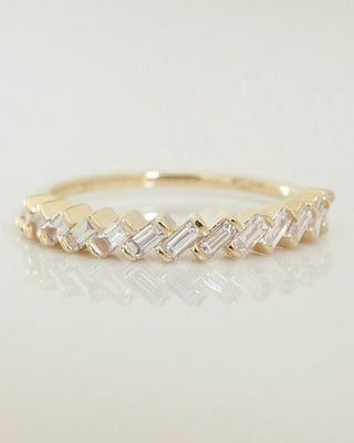 0.25 TCW Baguette CVD Diamond Half Eternity Wedding Band