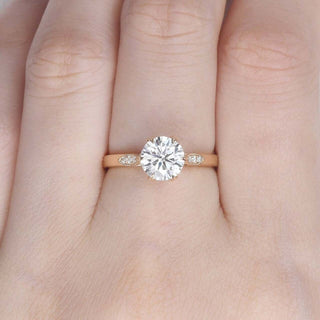 1.50CT Round Cut Yellow Gold Moissanite Engagement Ring - ELITE CARAT