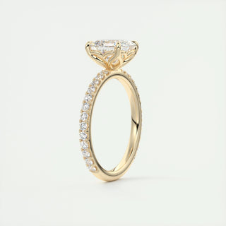 Anillo de compromiso con diamantes Asscher de 1,0 a 3,0 ct con engaste pavé