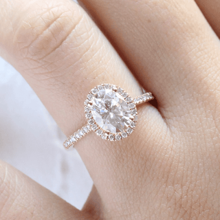 2.0CT Oval Cut Diamond Moissanite Luna Halo Engagement Ring - ELITE CARAT