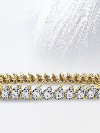 Bracelet tennis en or rose 14 carats avec diamants et moissanite en forme de poire de 7,0 ct