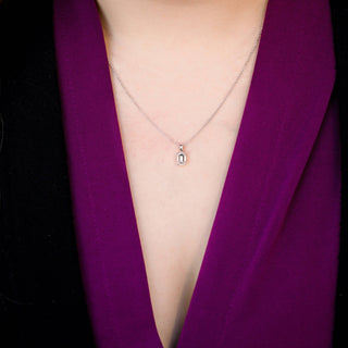 Collier à superposer avec diamants et moissanite solitaire taille émeraude