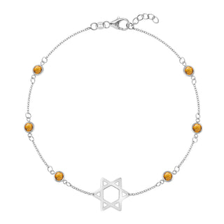 Bracelet étoile avec pierre de naissance de novembre et diamants en citrine ronde de 1,50 ct