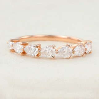 1.40 CT Pear Shaped Moissanite Half Eternity Wedding Band