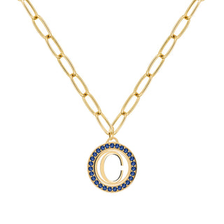 0.50CT Round Sapphire Diamond September Birthstone Latter Necklace