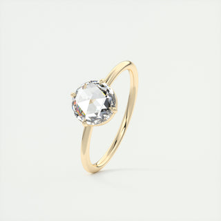 2CT Rose Cut Round Moissanite Solitaire Engagement Ring - ELITE CARAT