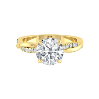 Bague de fiançailles solitaire à taille ronde et pavé torsadé en moissanite de 1,85 ct