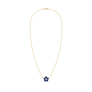 1.46CT Baguette Sapphire Diamond September Birthstone Flower Necklace