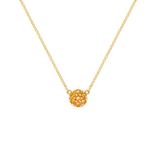 Collier rond avec pierre de naissance de novembre et diamant en citrine ronde de 0,84 ct