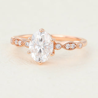 1.33 CT Oval Shaped Moissanite Pave Setting Engagement Ring