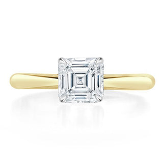 1.0 CT Asscher Shaped Moissanite Solitaire Engagement Ring