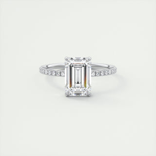 2.15CT Emerald Cut Diamond Moissanite Prong Halo Engagement Ring - ELITE CARAT