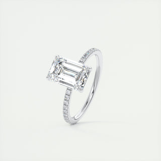 2.15CT Emerald Cut Diamond Moissanite Prong Halo Engagement Ring - ELITE CARAT